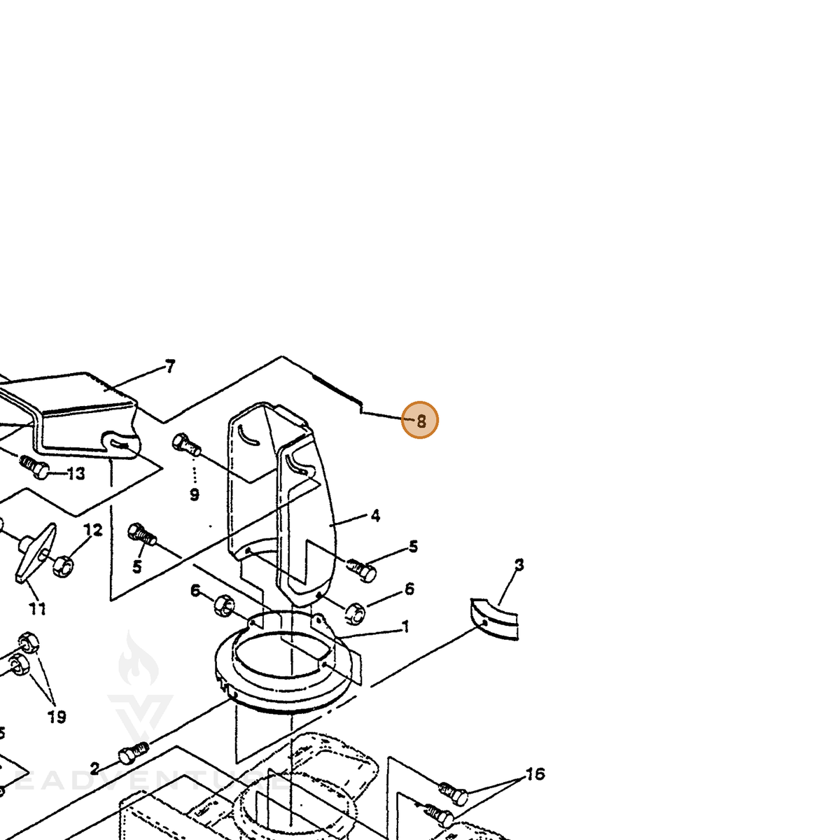 ECHO part 14310562 — IPL diagram snippet (6x zoom, amber highlight)