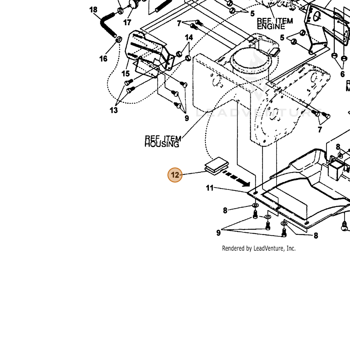 ECHO part 14313057 — IPL diagram snippet (6x zoom, amber highlight)