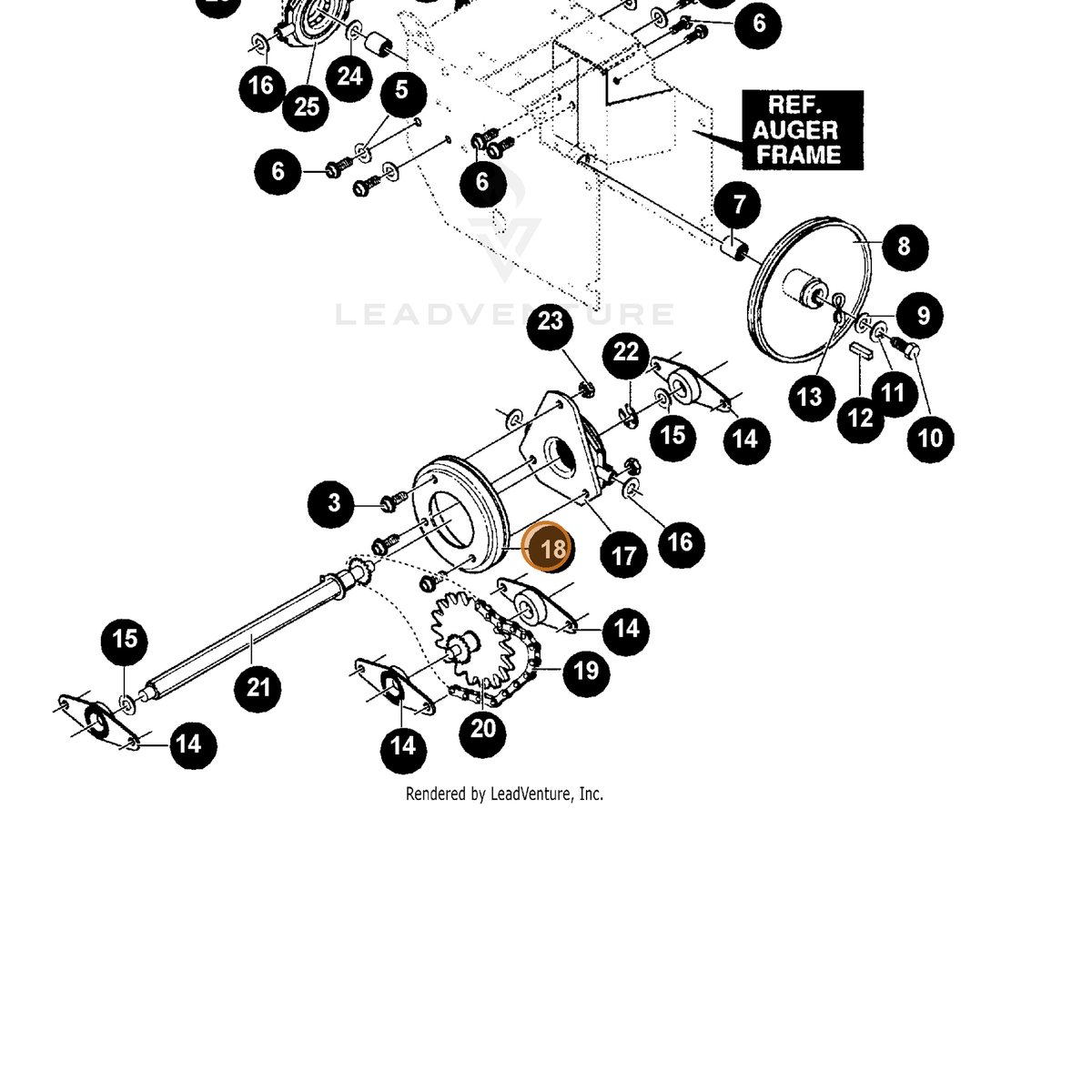 ECHO part 14313883 — IPL diagram snippet (6x zoom, amber highlight)
