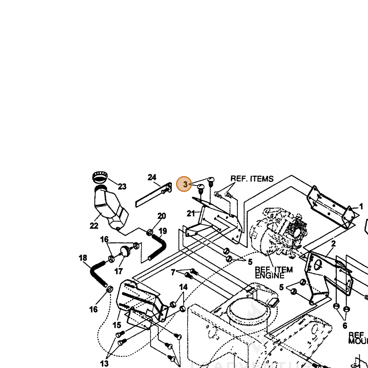 ECHO part 14318139 — IPL diagram snippet (6x zoom, amber highlight)