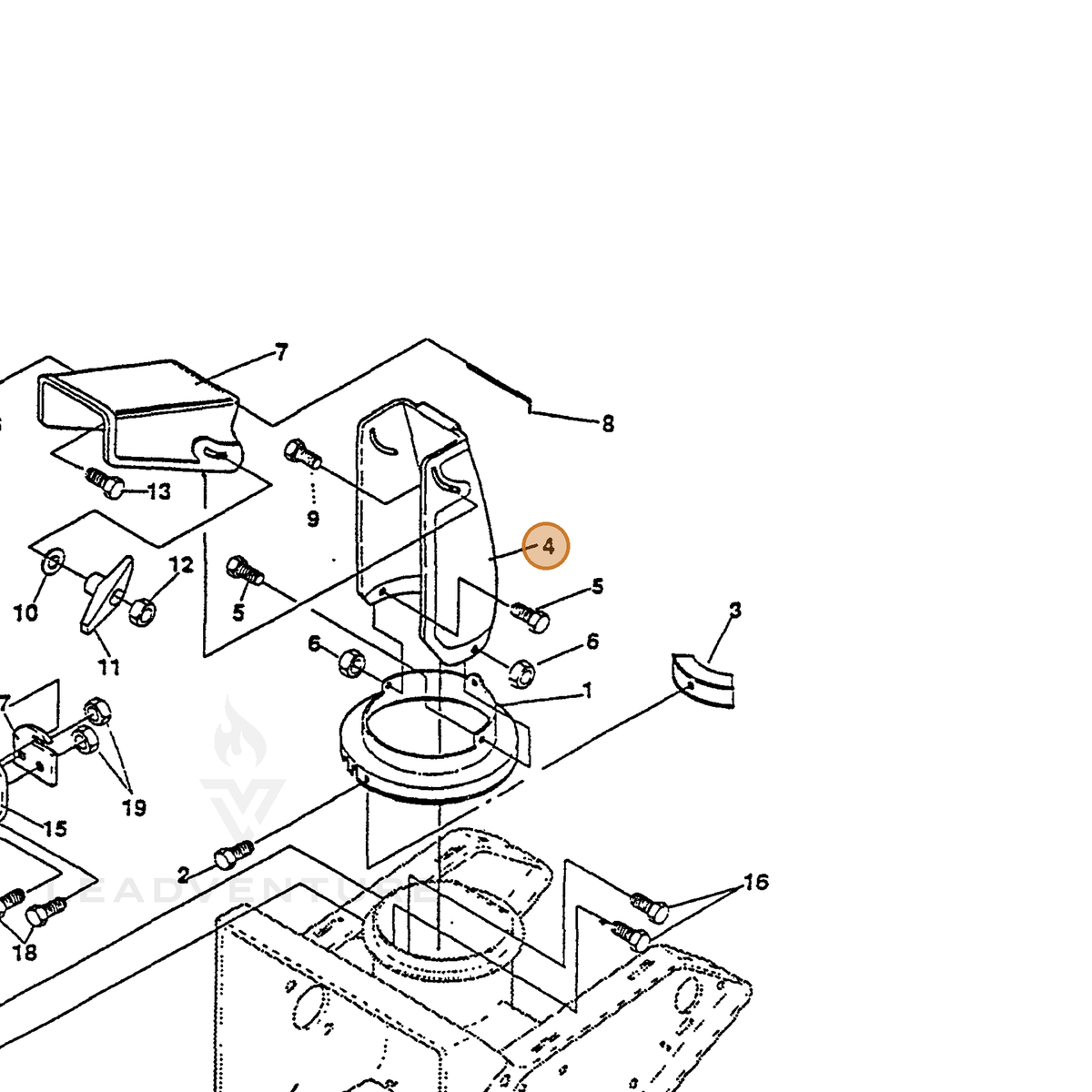 ECHO part 14325048 — IPL diagram snippet (6x zoom, amber highlight)