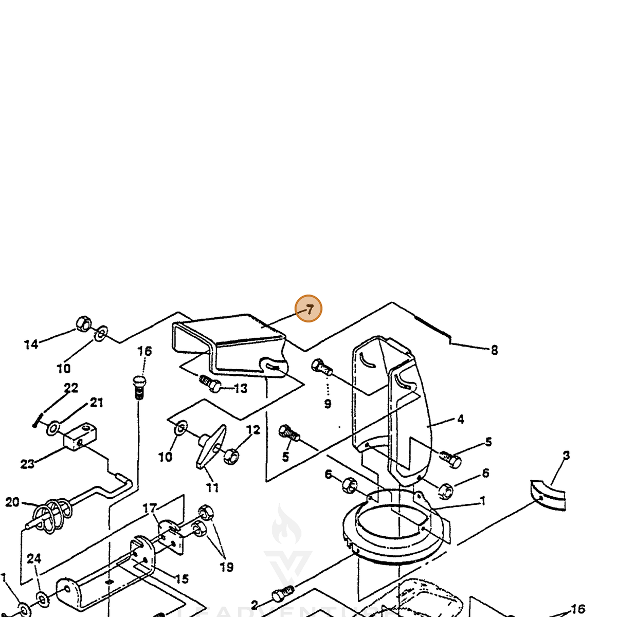ECHO part 14325049 — IPL diagram snippet (6x zoom, amber highlight)