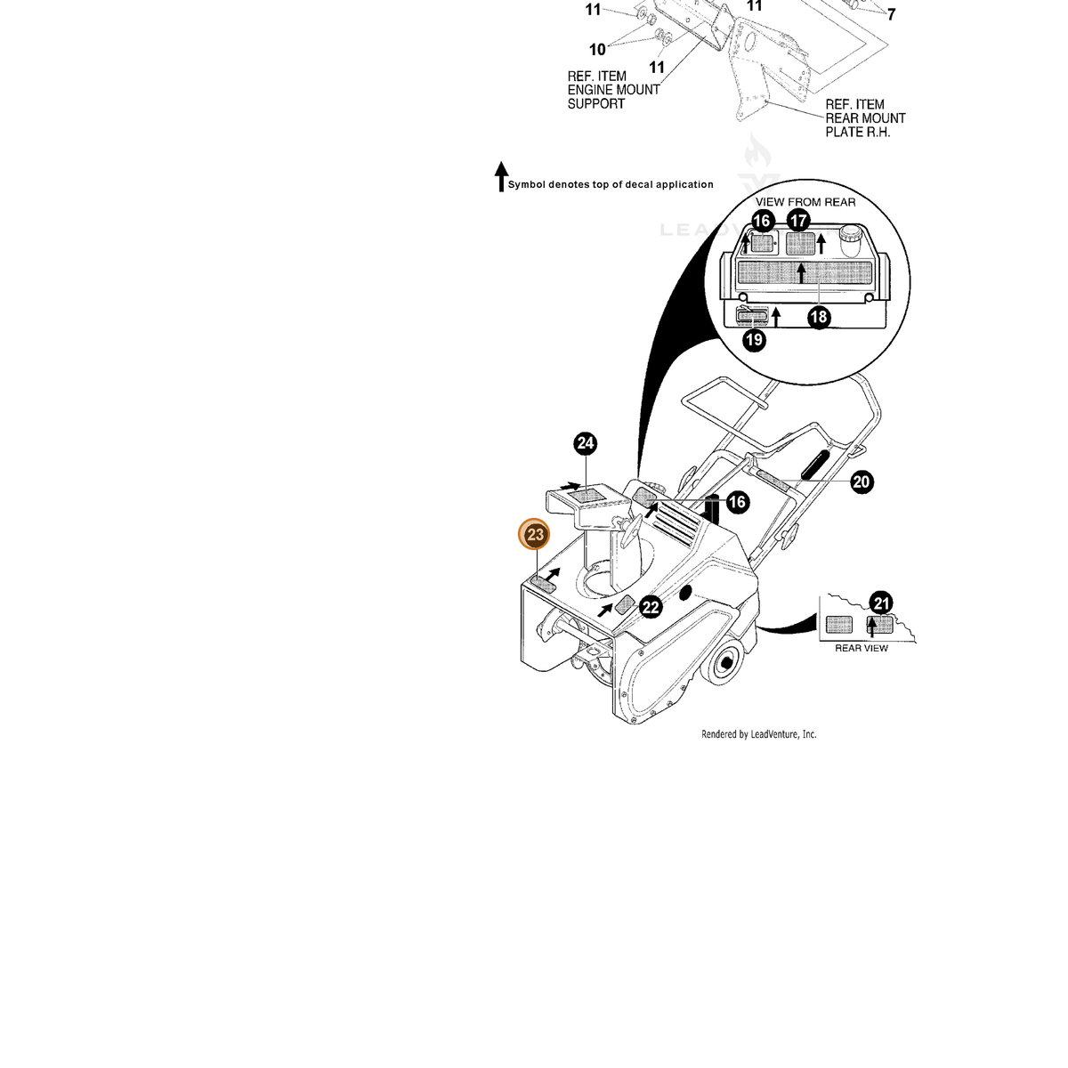 ECHO part 14325458 — IPL diagram snippet (6x zoom, amber highlight)