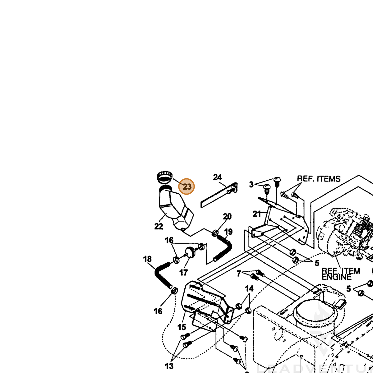 ECHO part 14327018 — IPL diagram snippet (6x zoom, amber highlight)