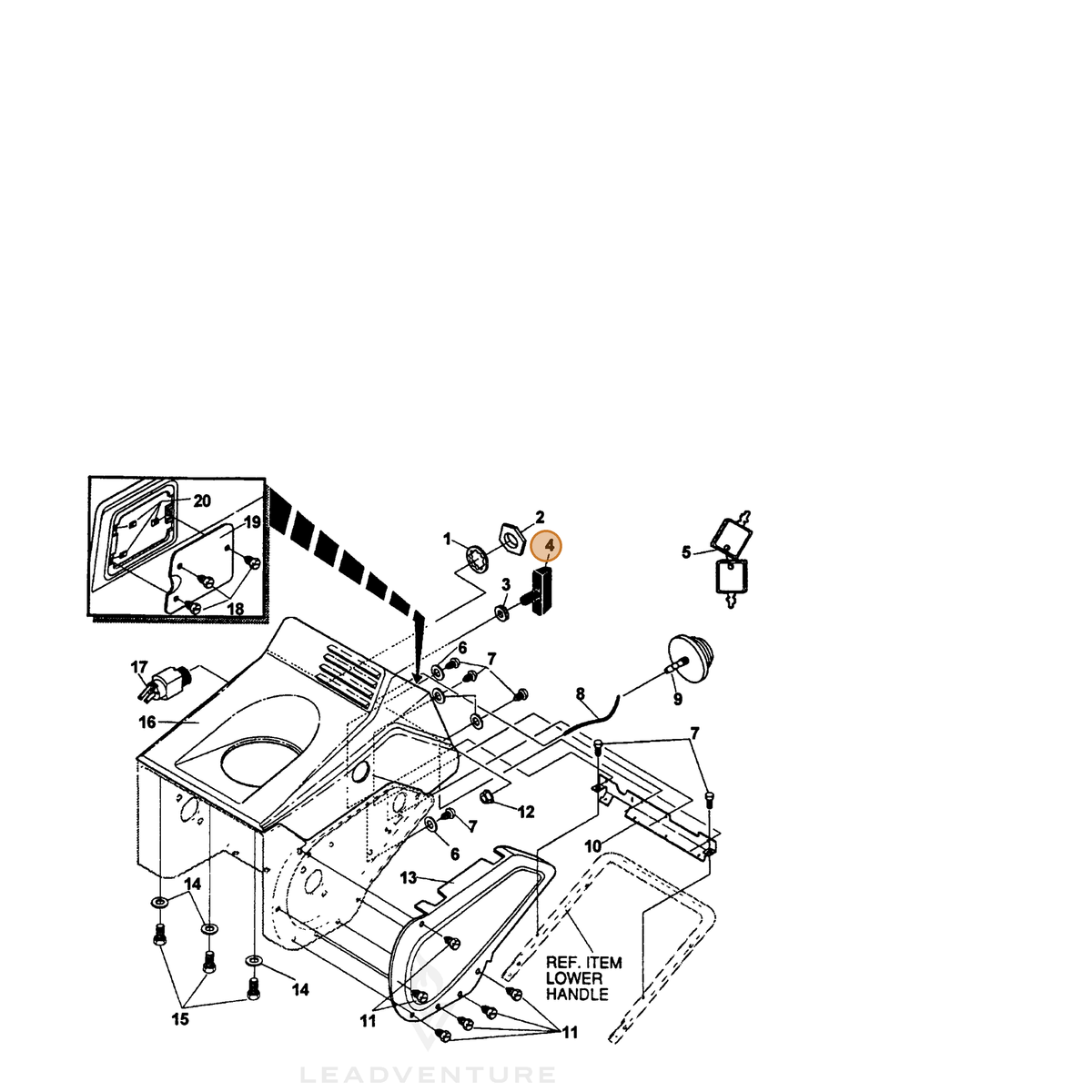 ECHO part 14333643 — IPL diagram snippet (6x zoom, amber highlight)