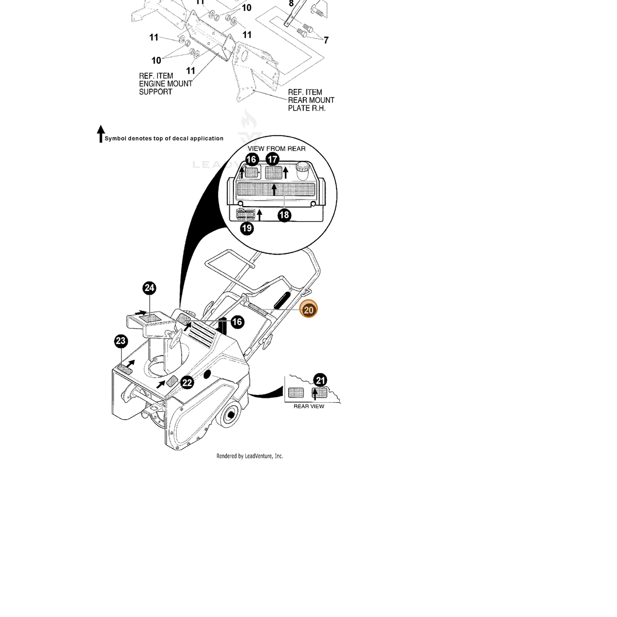 ECHO part 14337524 — IPL diagram snippet (6x zoom, amber highlight)