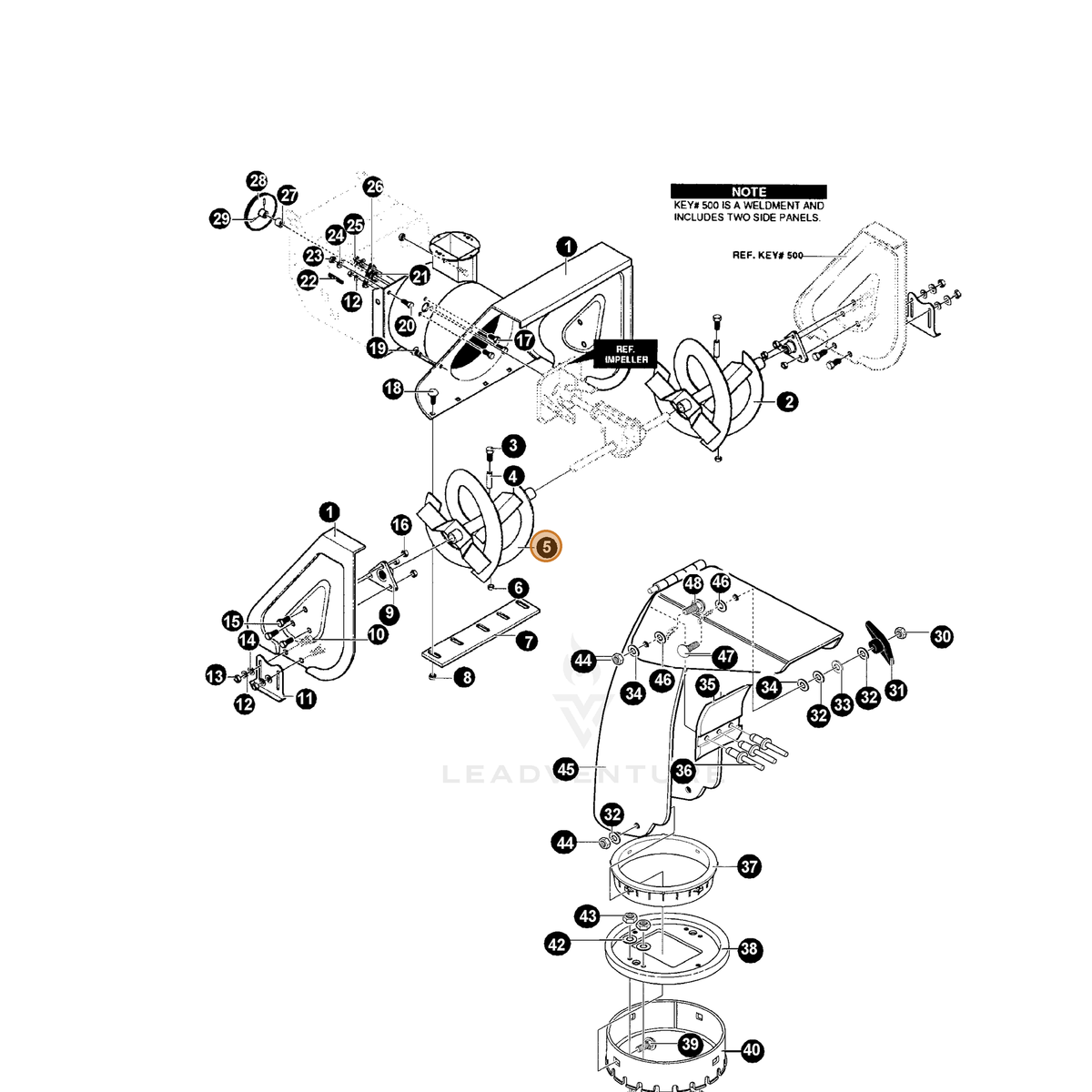 ECHO part 14340518 — IPL diagram snippet (6x zoom, amber highlight)