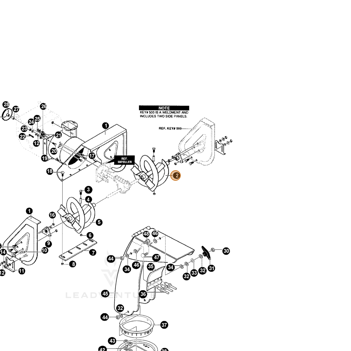 ECHO part 14340523 — IPL diagram snippet (6x zoom, amber highlight)