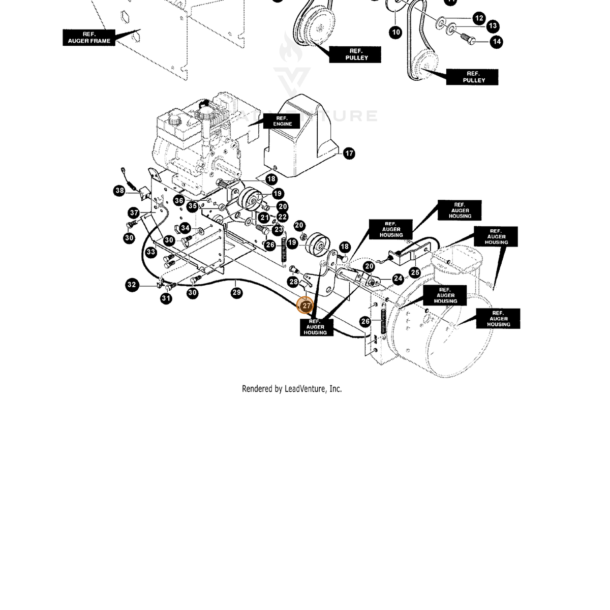 ECHO part 14340604 — IPL diagram snippet (6x zoom, amber highlight)