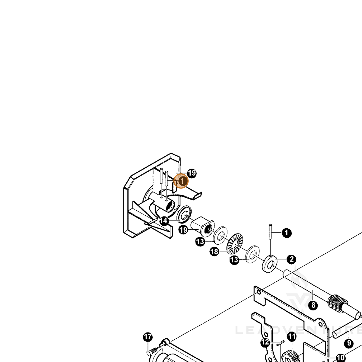 ECHO part 14454565 — IPL diagram snippet (6x zoom, amber highlight)