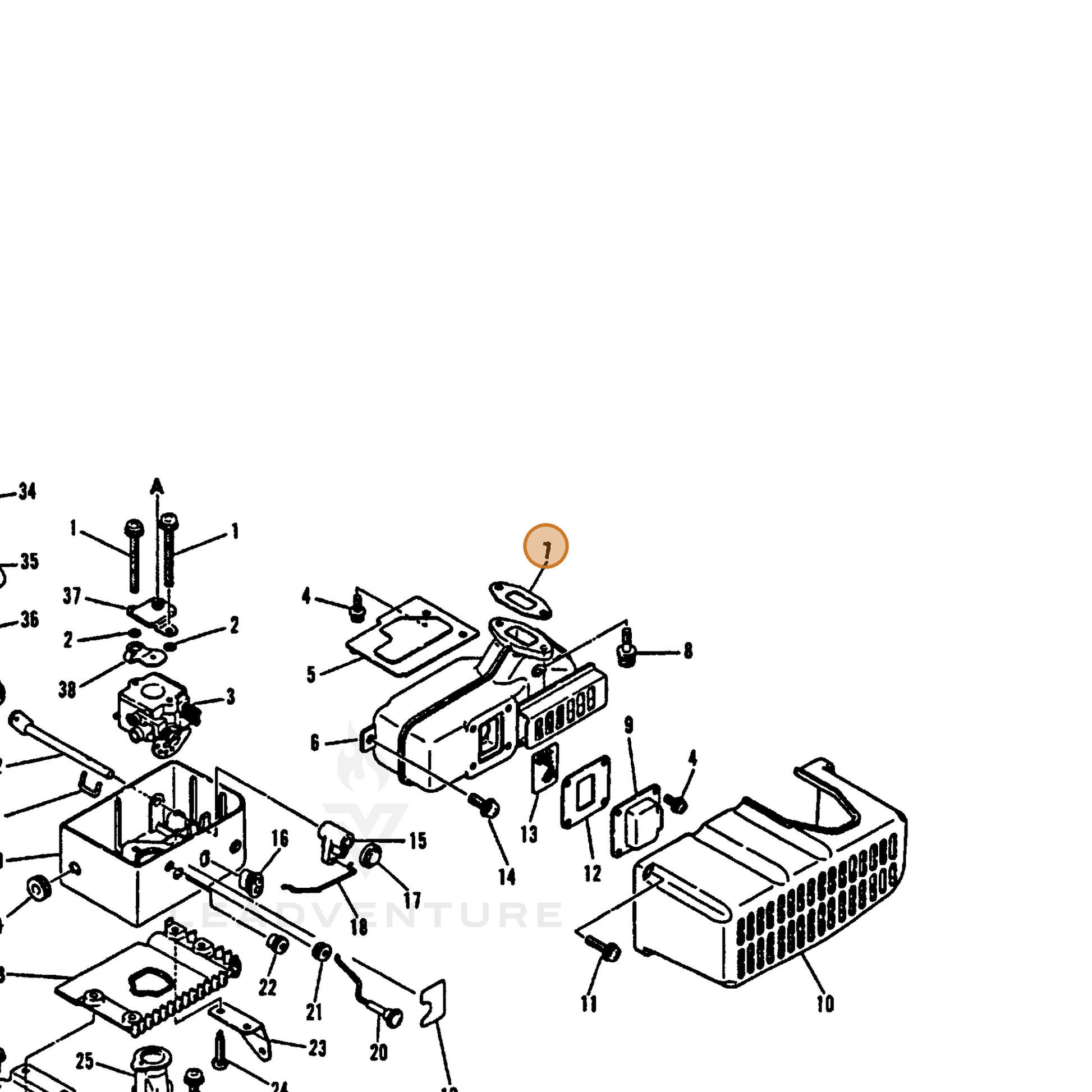 ECHO part 14551003361 — IPL diagram snippet (6x zoom, amber highlight)