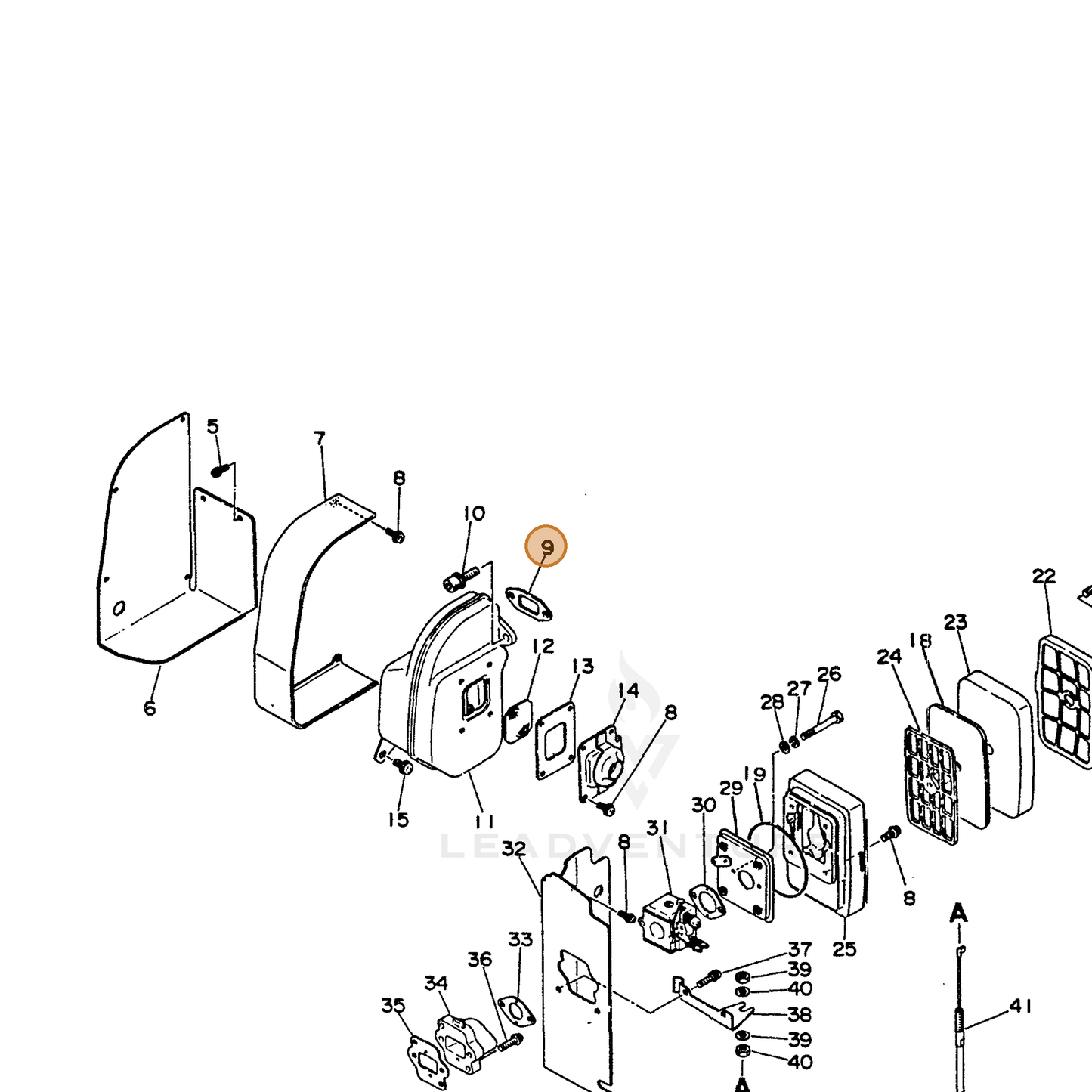 ECHO part 14551003461 — IPL diagram snippet (6x zoom, amber highlight)