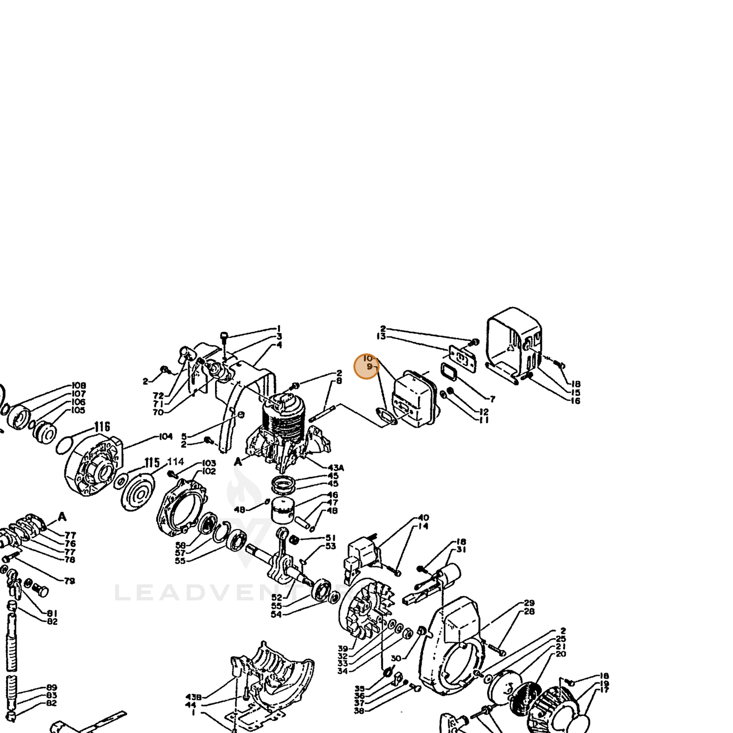 ECHO part 14551008021 — IPL diagram snippet (6x zoom, amber highlight)