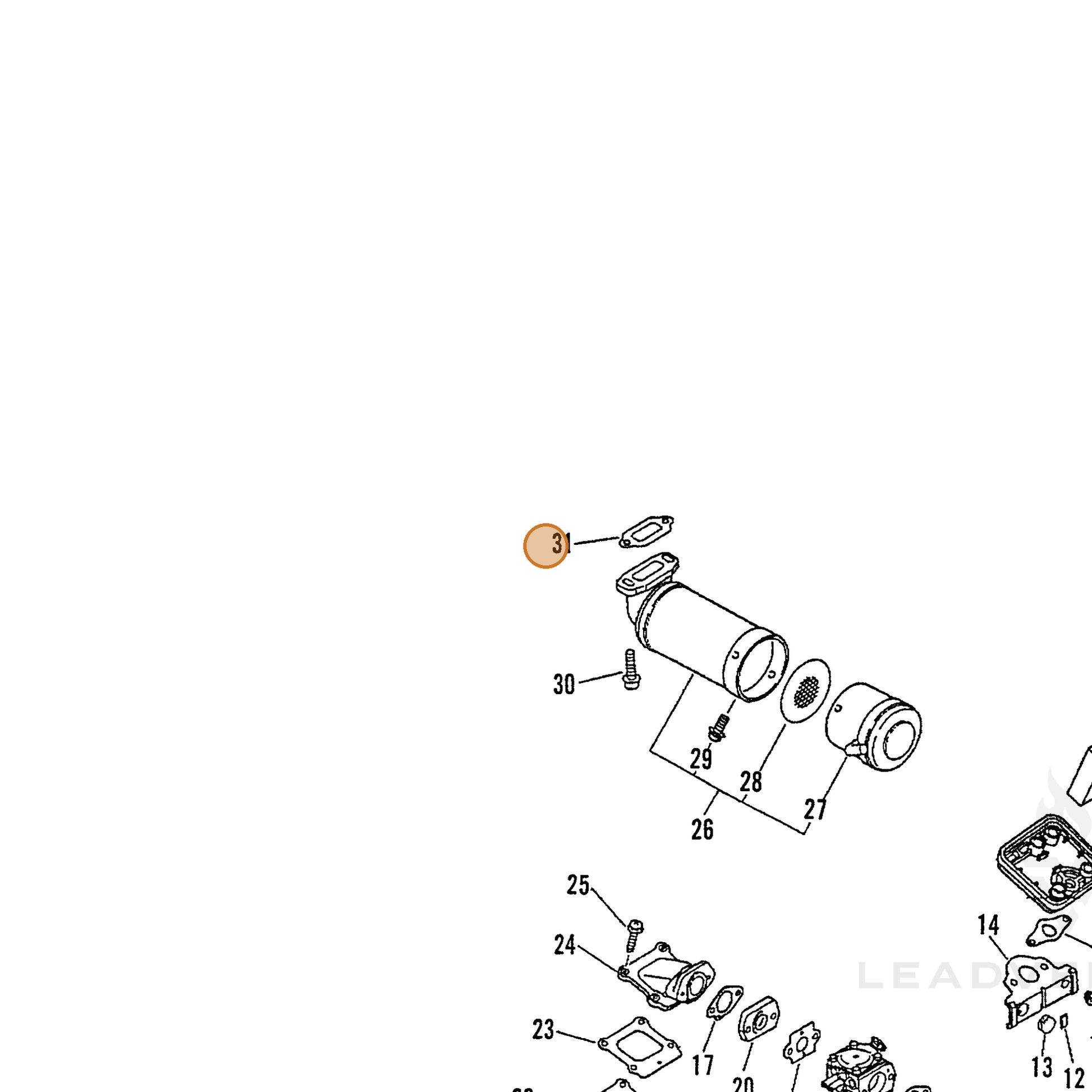 ECHO part 14551010460 — IPL diagram snippet (6x zoom, amber highlight)