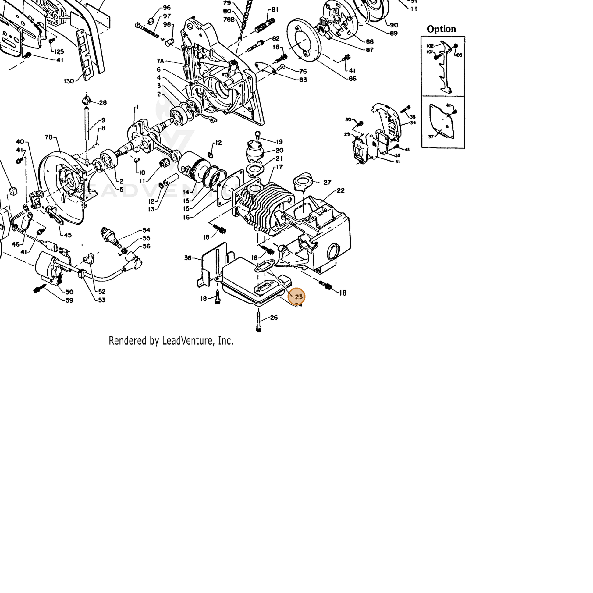 ECHO part 14551012331 — IPL diagram snippet (6x zoom, amber highlight)