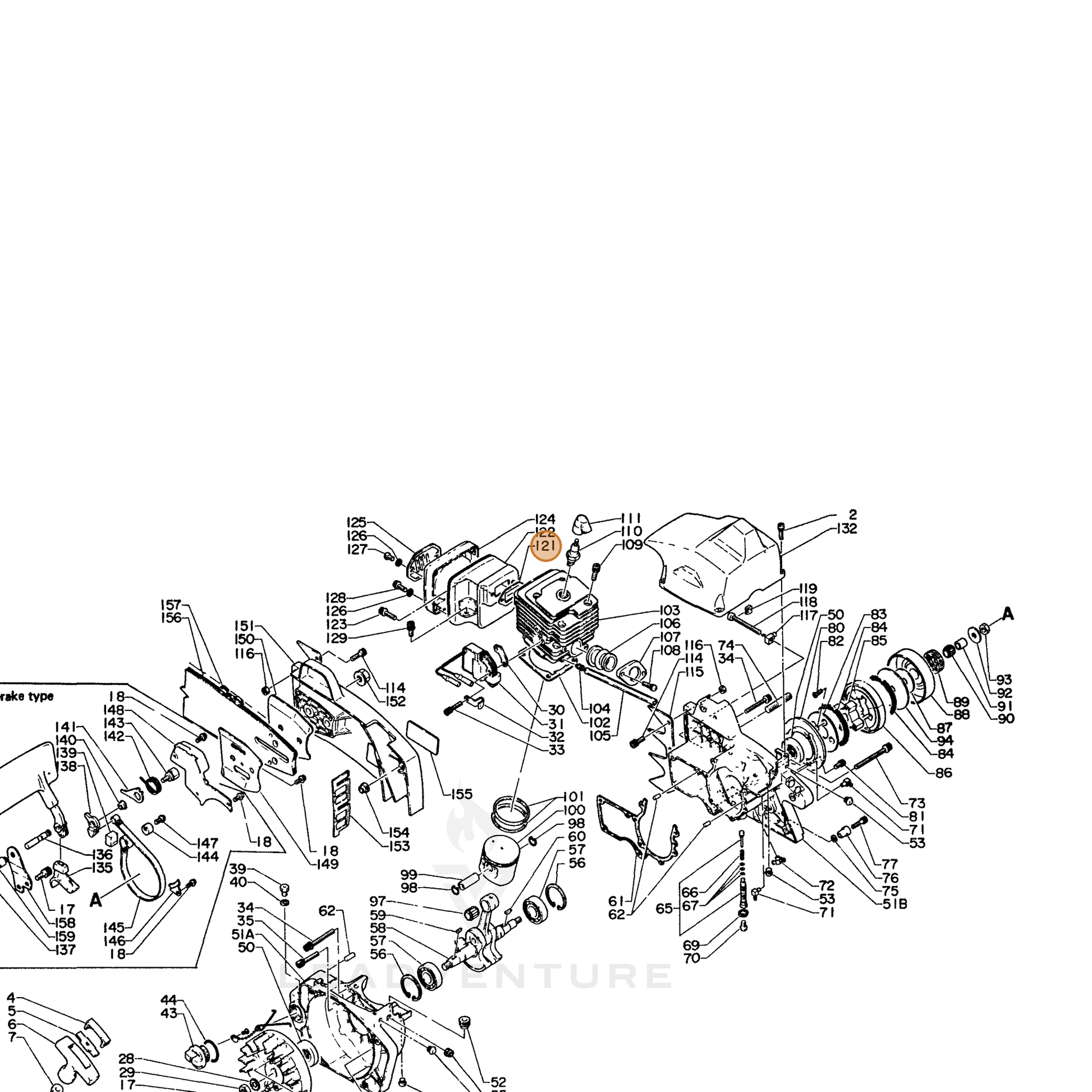 ECHO part 14551014732 — IPL diagram snippet (6x zoom, amber highlight)