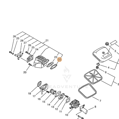 ECHO part 14551016431 — IPL diagram snippet (6x zoom, amber highlight)