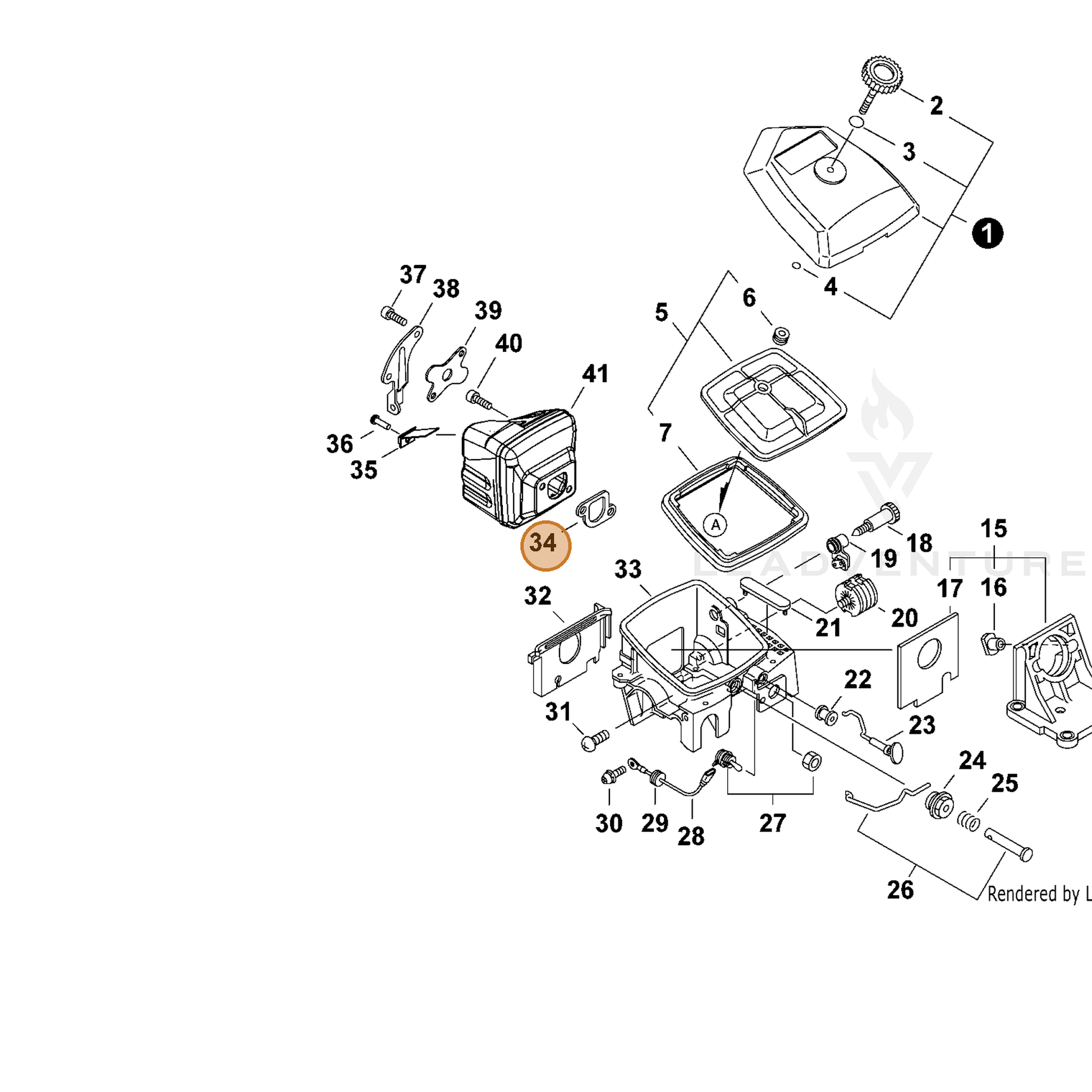 ECHO part 14551030830 — IPL diagram snippet (6x zoom, amber highlight)
