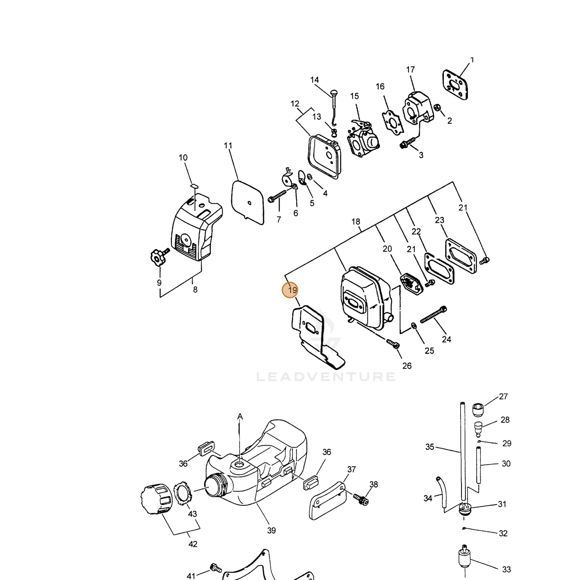 ECHO part 14551055430 — IPL diagram snippet (6x zoom, amber highlight)