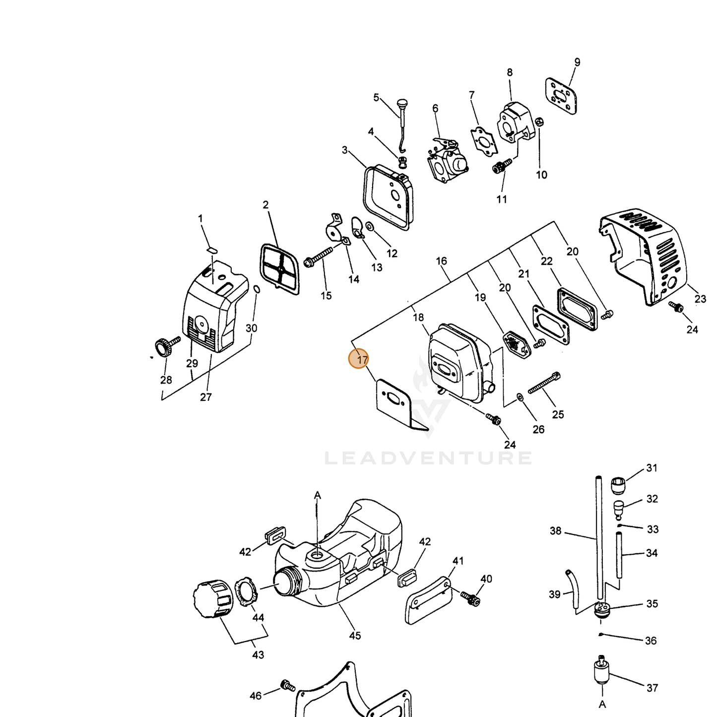 ECHO part 14551055730 — IPL diagram snippet (6x zoom, amber highlight)
