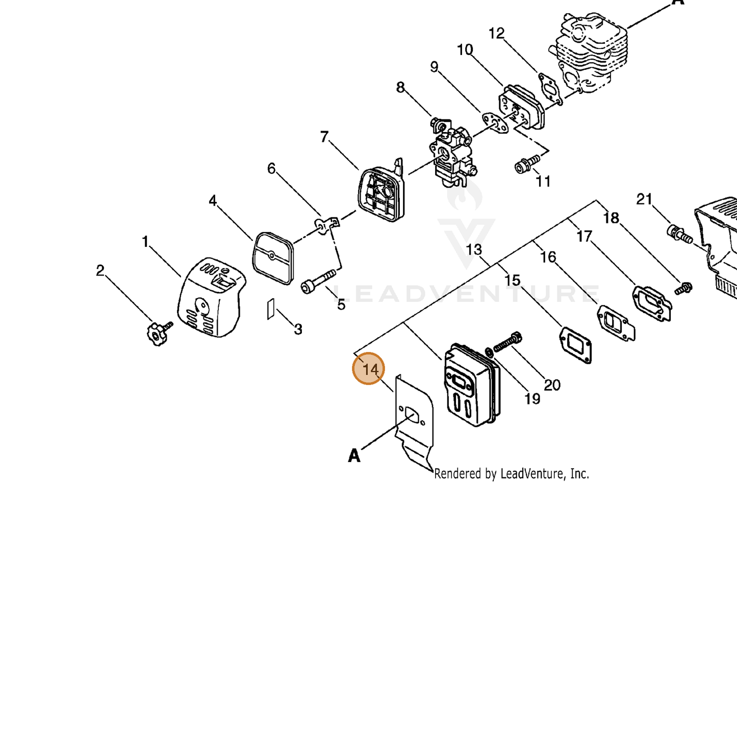 ECHO part 14551055932 — IPL diagram snippet (6x zoom, amber highlight)