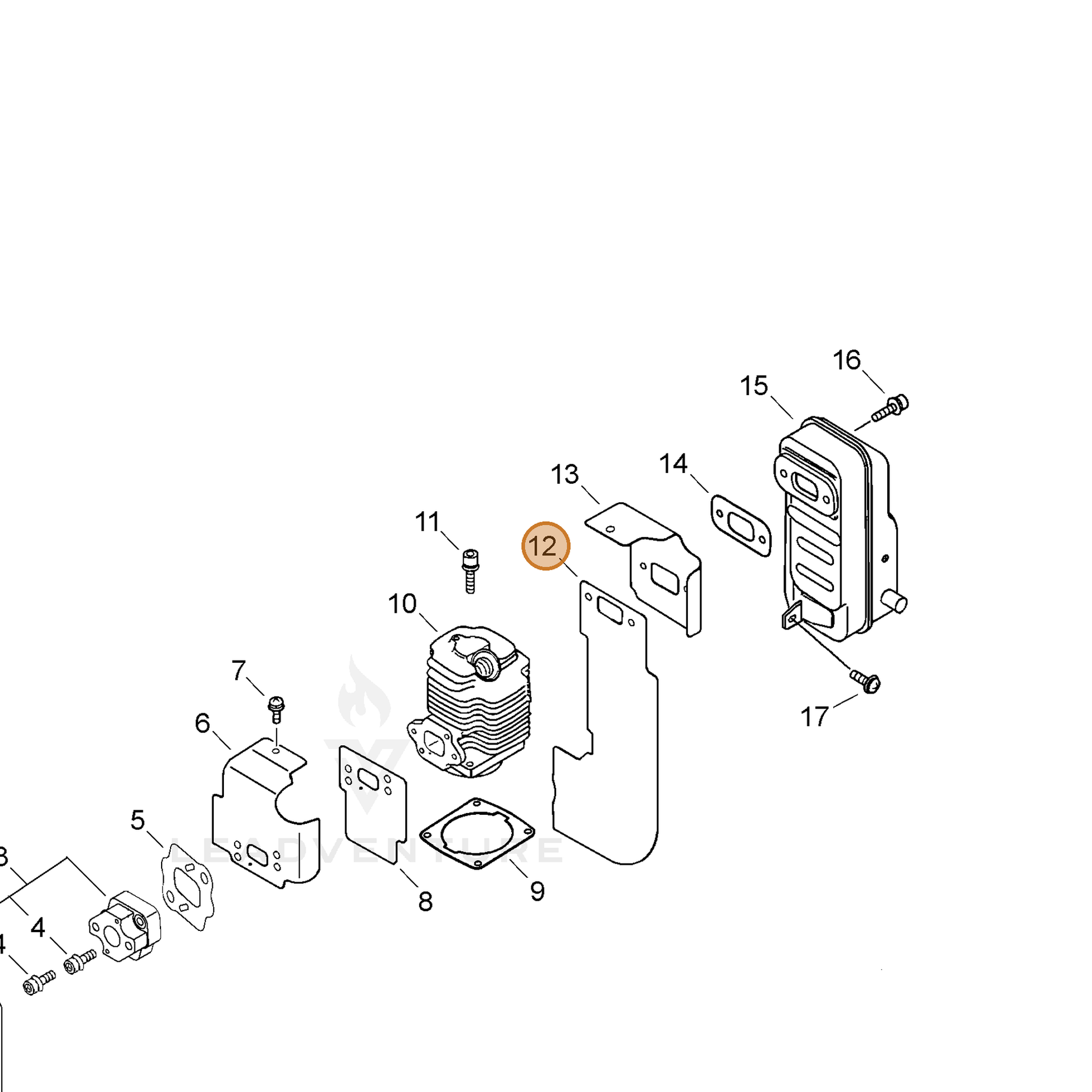 ECHO part 14551206211 — IPL diagram snippet (6x zoom, amber highlight)