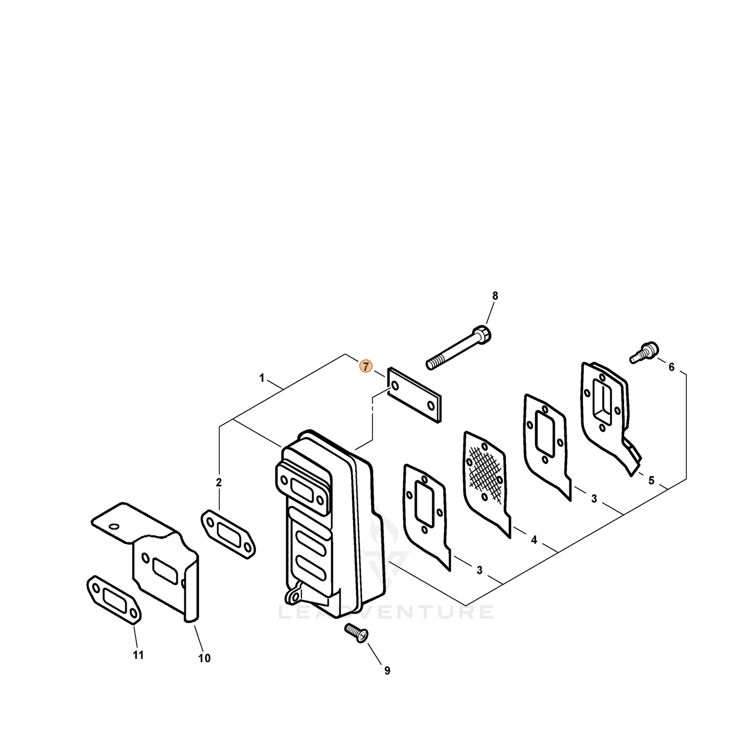 ECHO part 14551521061 — IPL diagram snippet (6x zoom, amber highlight)