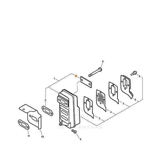 ECHO part 14551521061 — IPL diagram snippet (6x zoom, amber highlight)