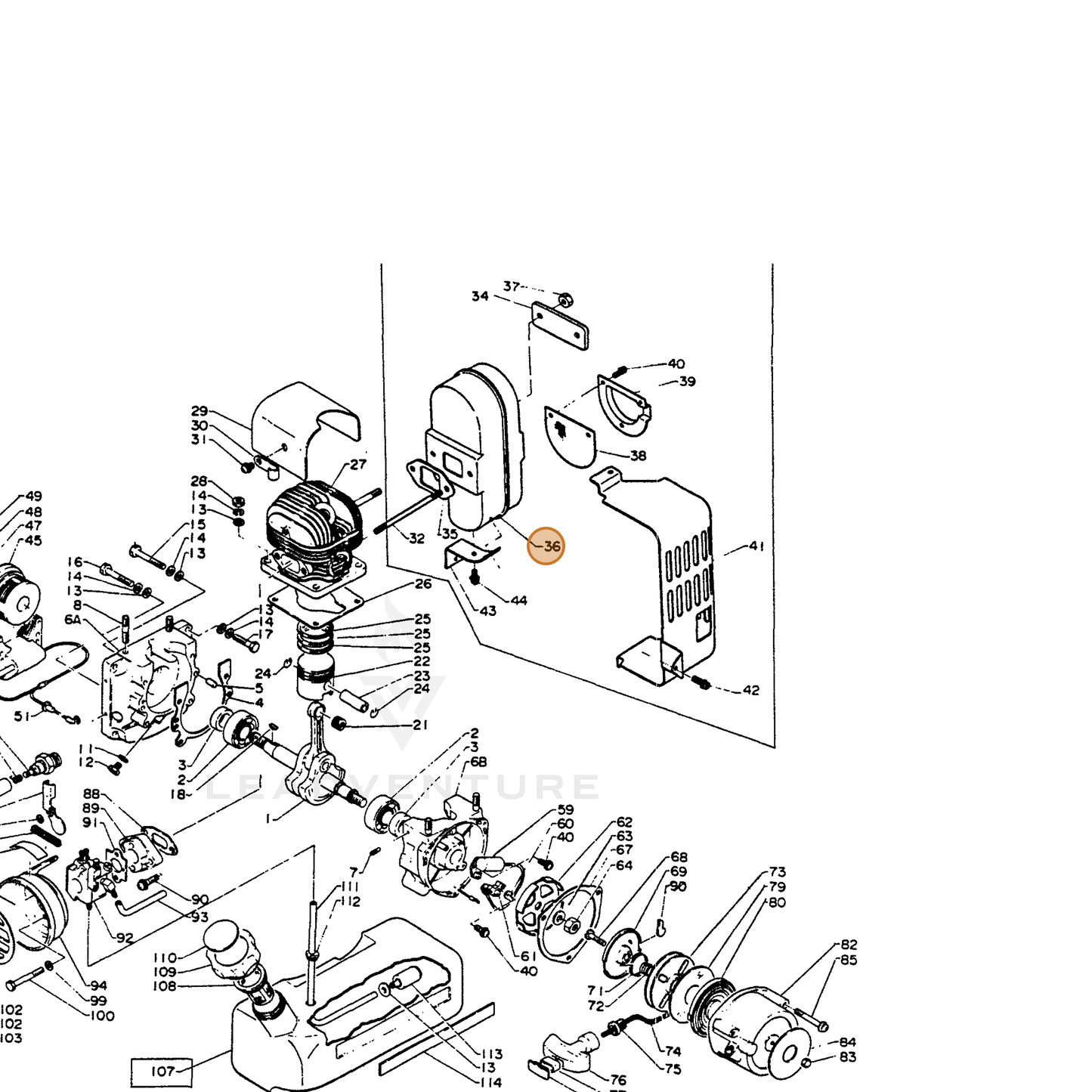 ECHO part 14560402261 — IPL diagram snippet (6x zoom, amber highlight)