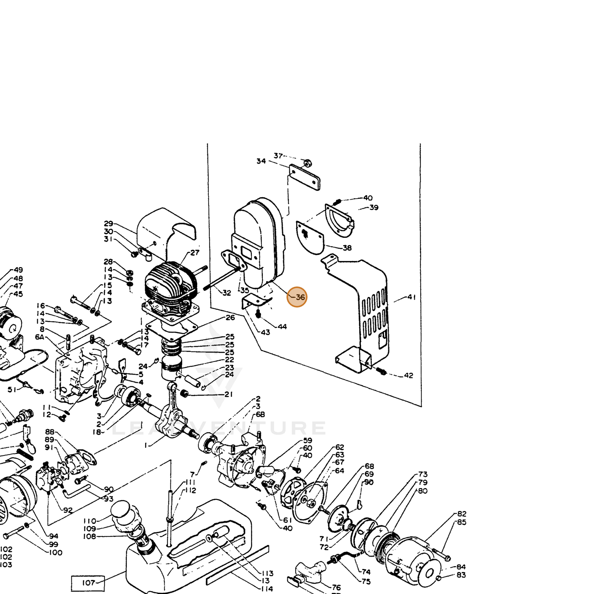 ECHO part 14560402261 — IPL diagram snippet (6x zoom, amber highlight)