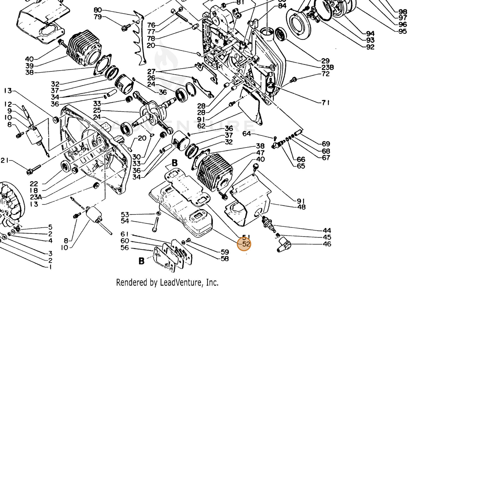 ECHO part 14560516131 — IPL diagram snippet (6x zoom, amber highlight)
