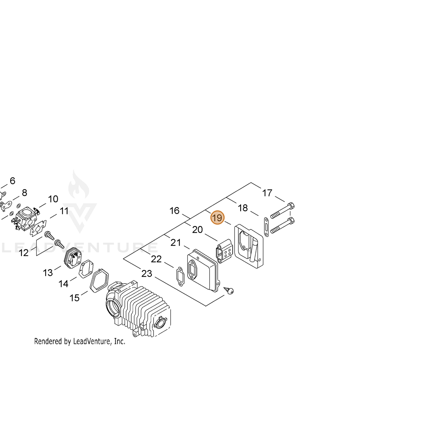ECHO part 14560614931 — IPL diagram snippet (6x zoom, amber highlight)