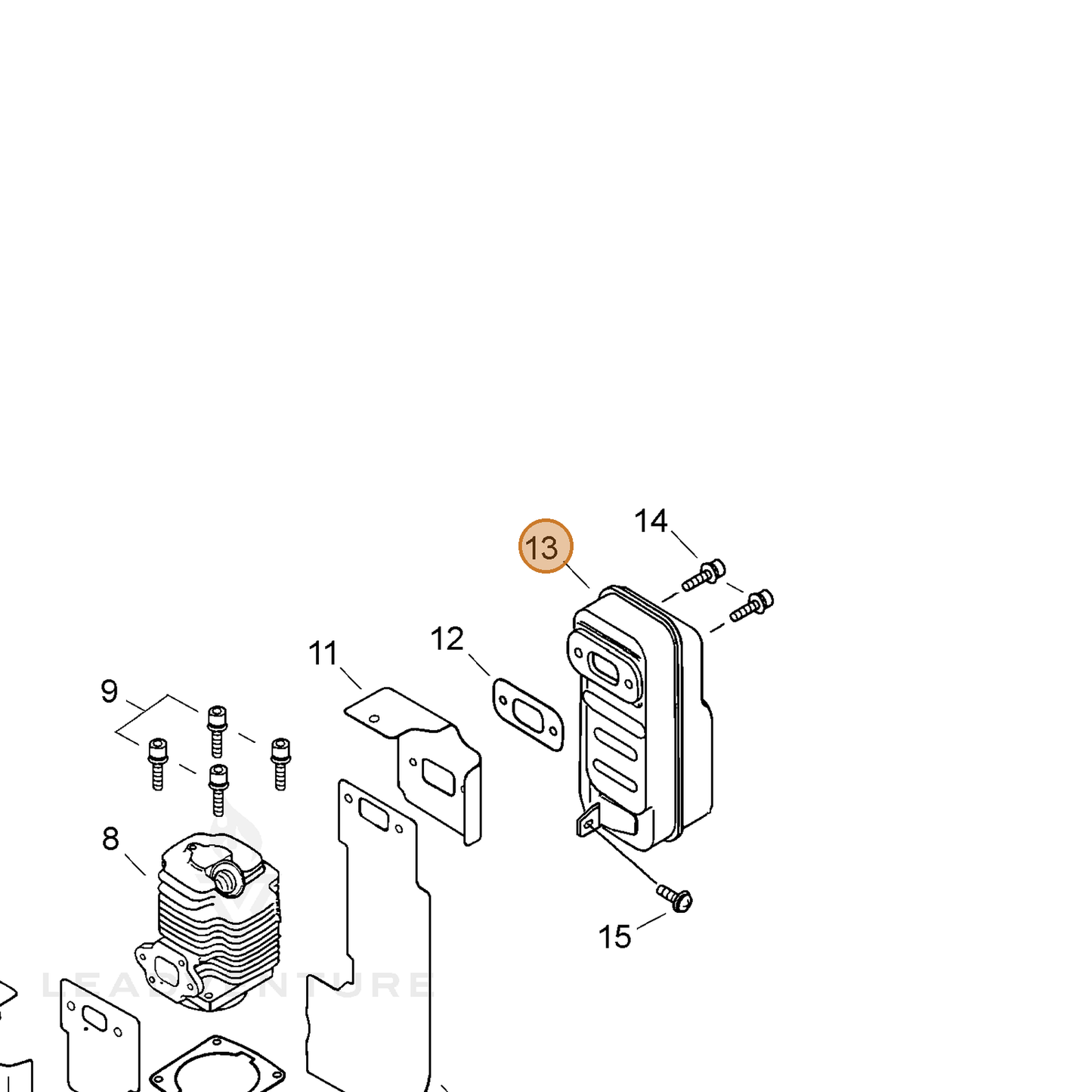 ECHO part 14561006212 — IPL diagram snippet (6x zoom, amber highlight)