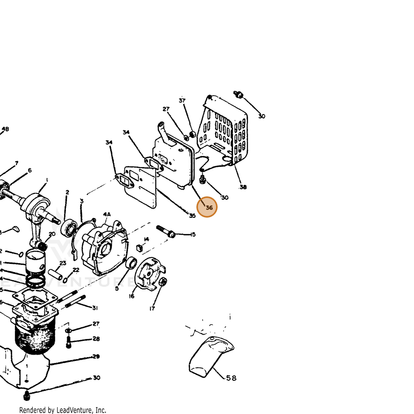 ECHO part 14561007130 — IPL diagram snippet (6x zoom, amber highlight)