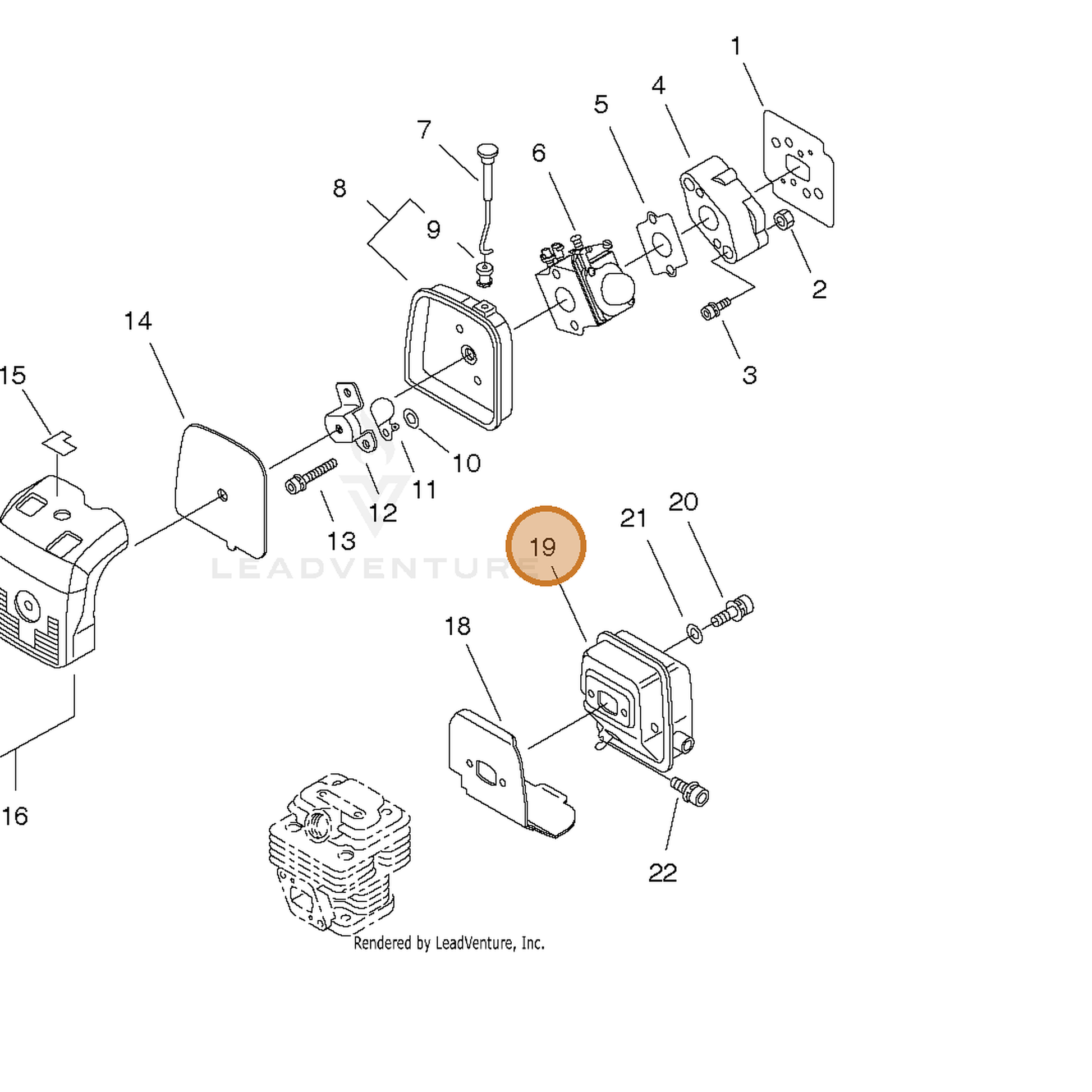 ECHO part 14561055230 — IPL diagram snippet (6x zoom, amber highlight)