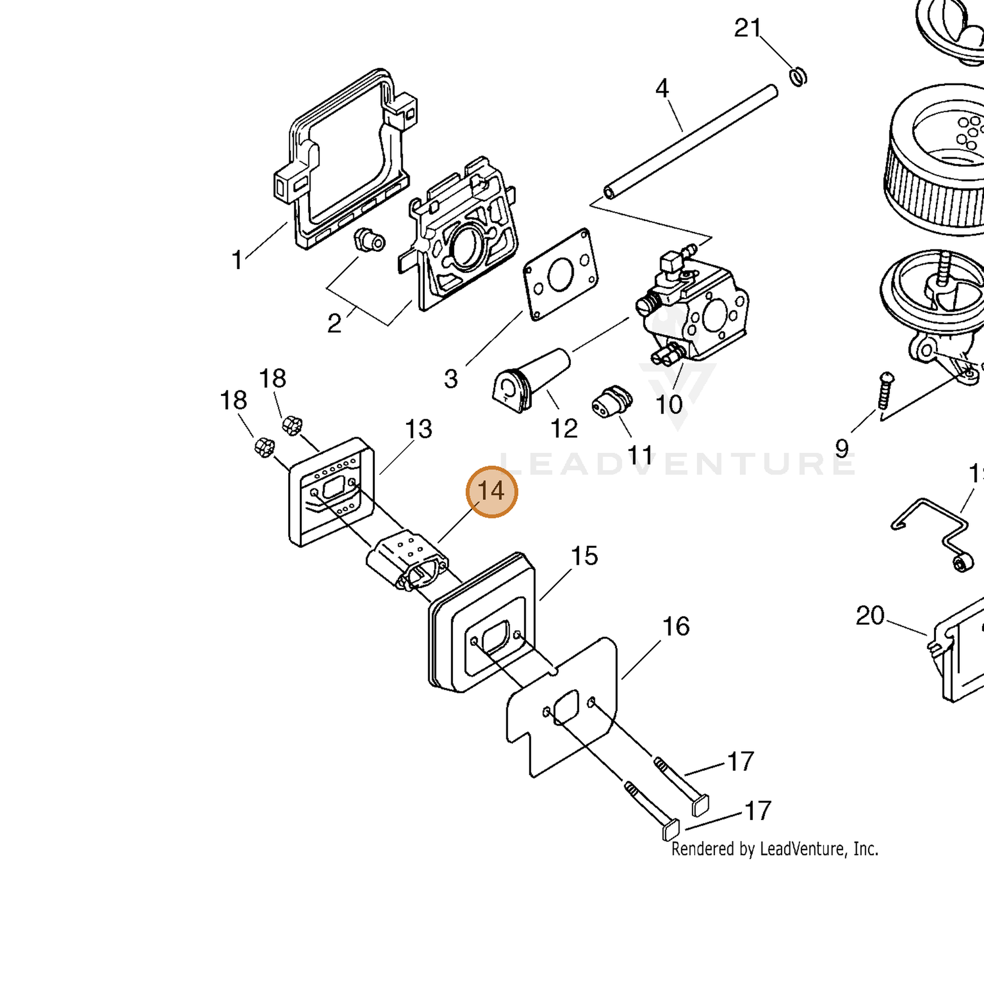 ECHO part 14561460930 — IPL diagram snippet (6x zoom, amber highlight)