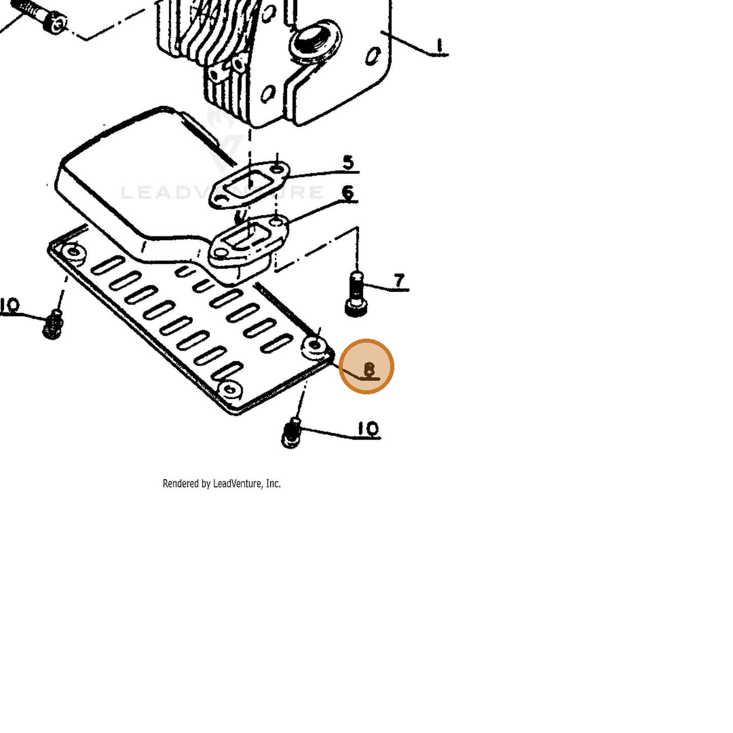 ECHO part 14562103930 — IPL diagram snippet (6x zoom, amber highlight)