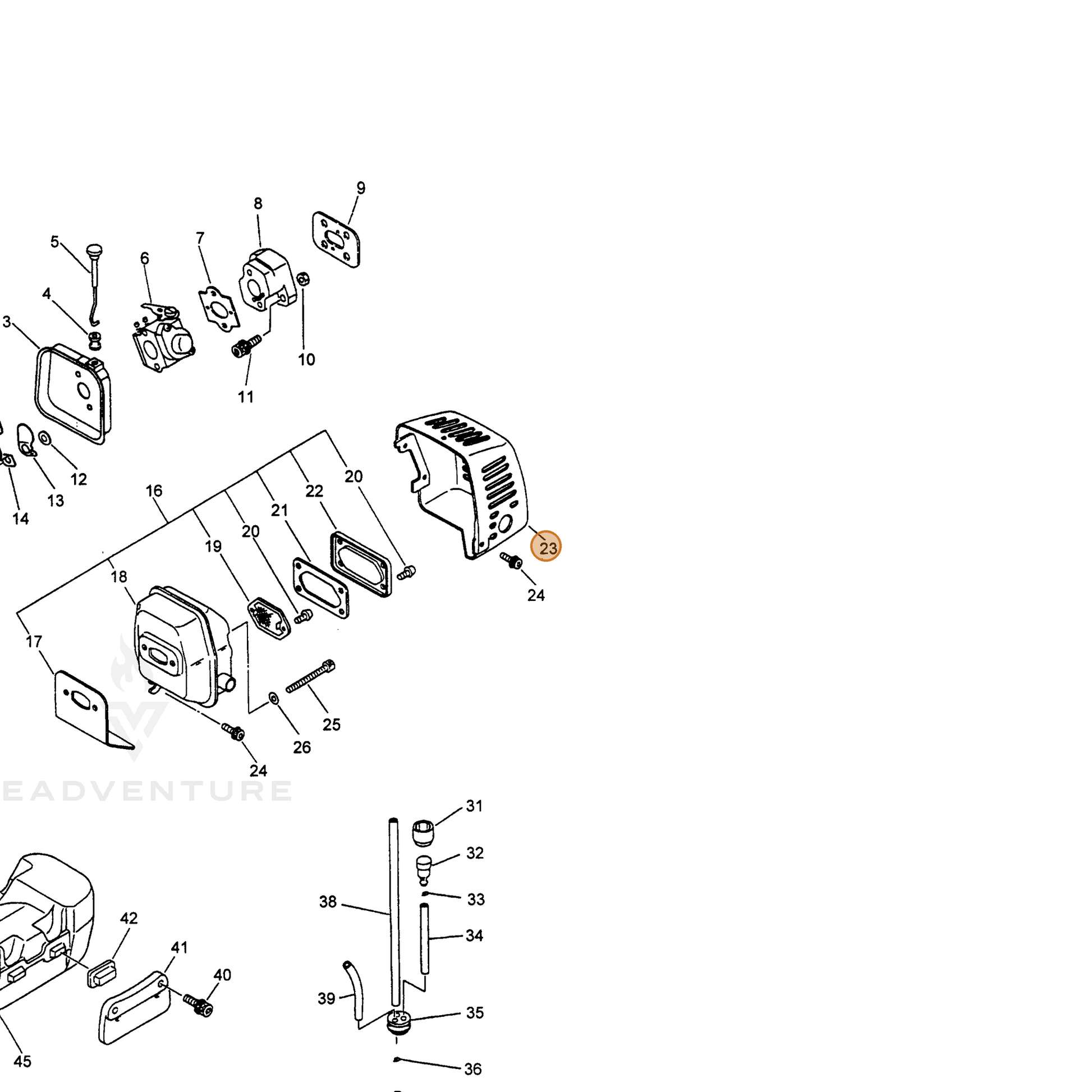 ECHO part 14562155730 — IPL diagram snippet (6x zoom, amber highlight)