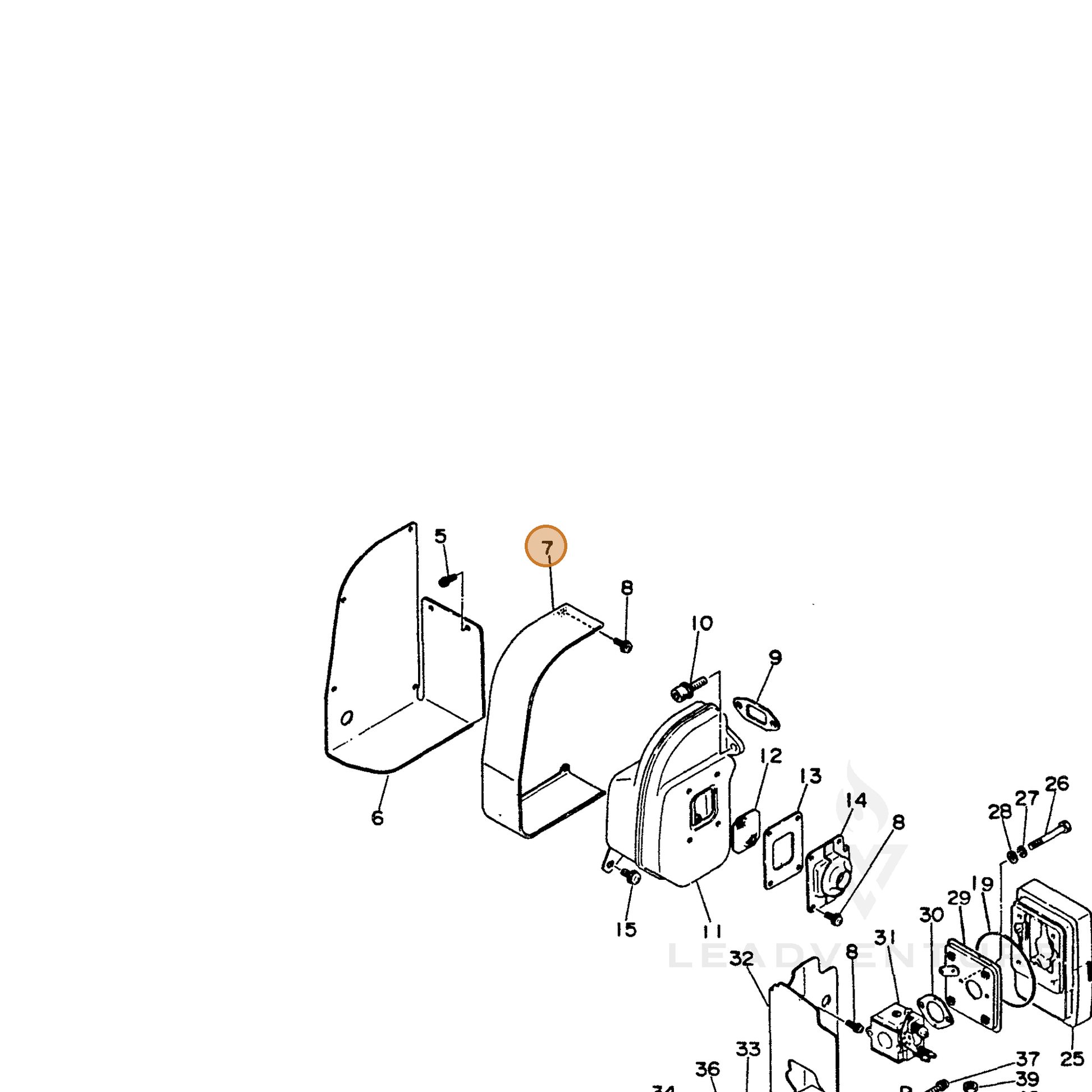 ECHO part 14563103460 — IPL diagram snippet (6x zoom, amber highlight)