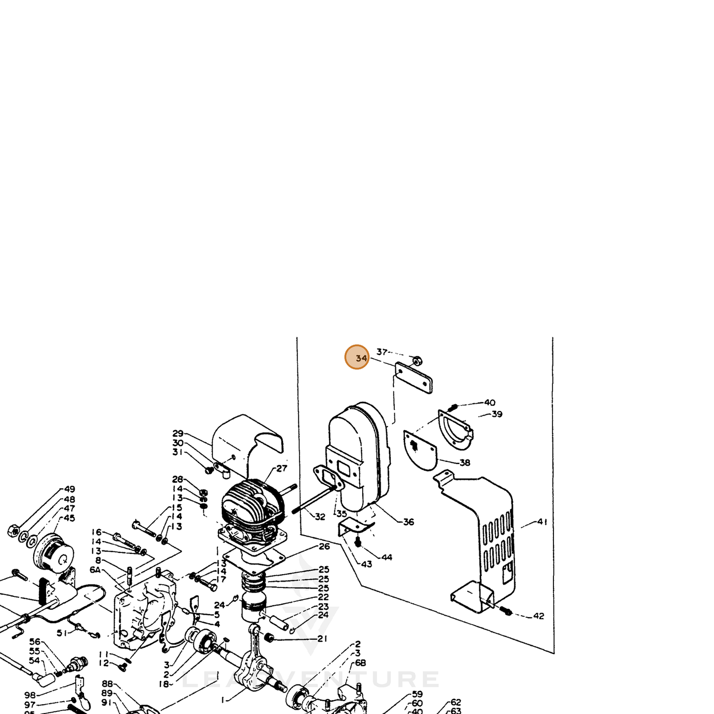 ECHO part 14564200762 — IPL diagram snippet (6x zoom, amber highlight)