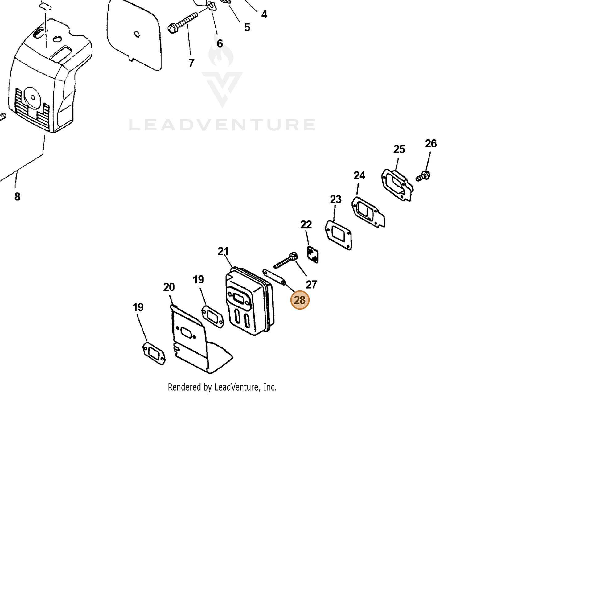 ECHO part 14564204930 — IPL diagram snippet (6x zoom, amber highlight)