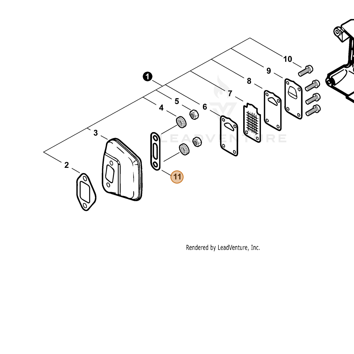 ECHO part 14564213930 — IPL diagram snippet (6x zoom, amber highlight)