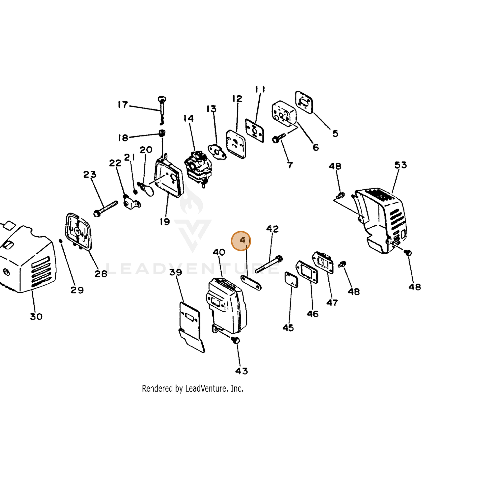 ECHO part 14564222330 — IPL diagram snippet (6x zoom, amber highlight)