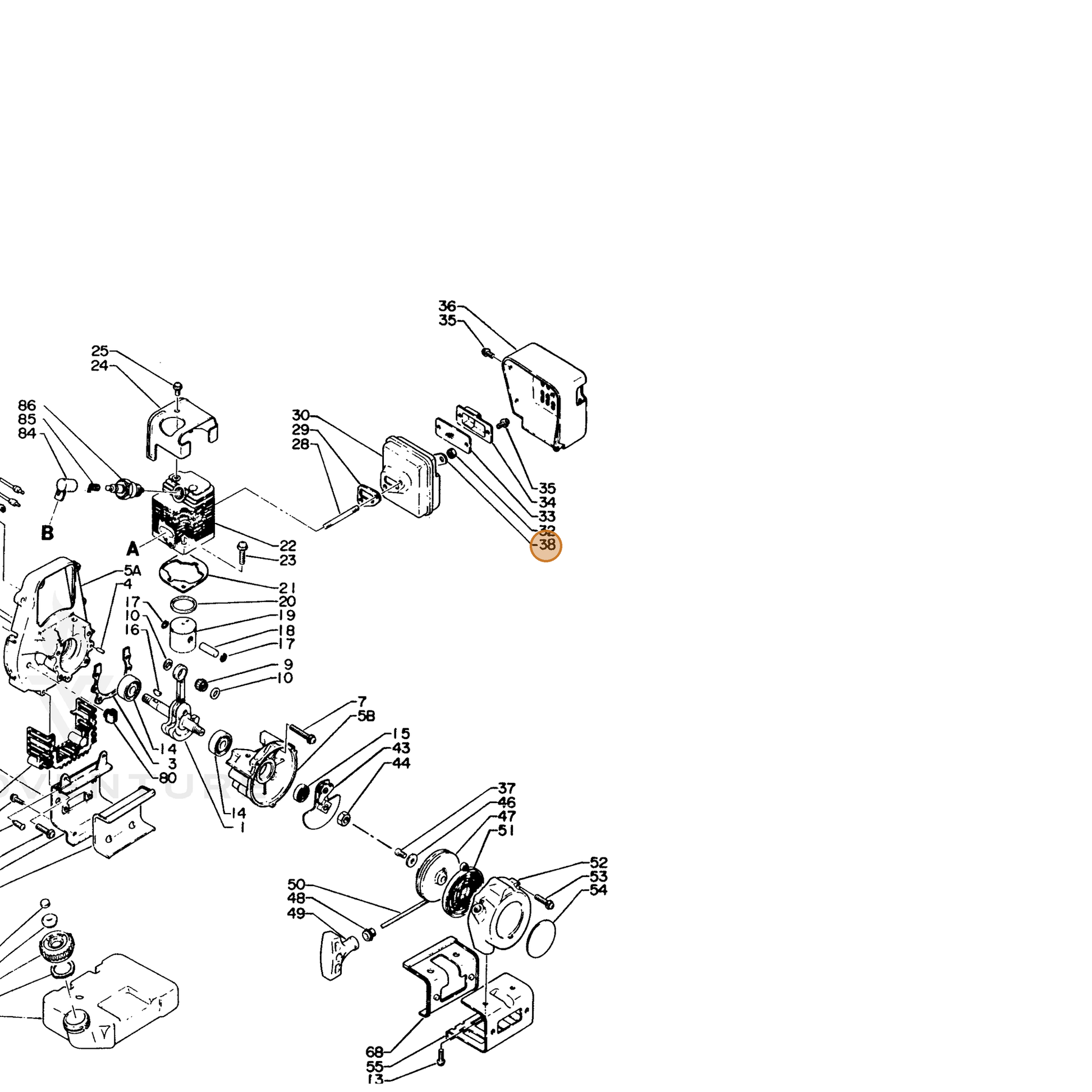 ECHO part 14564223330 — IPL diagram snippet (6x zoom, amber highlight)