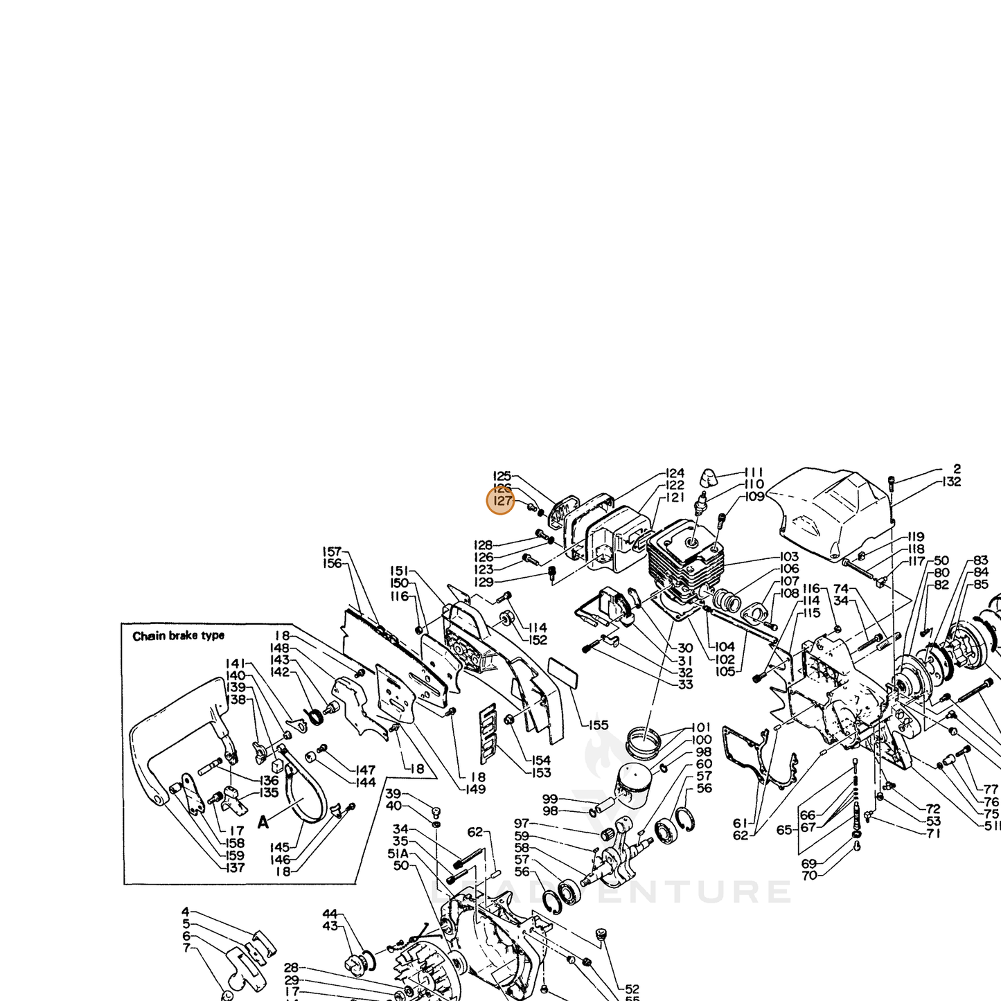ECHO part 14564303730 — IPL diagram snippet (6x zoom, amber highlight)