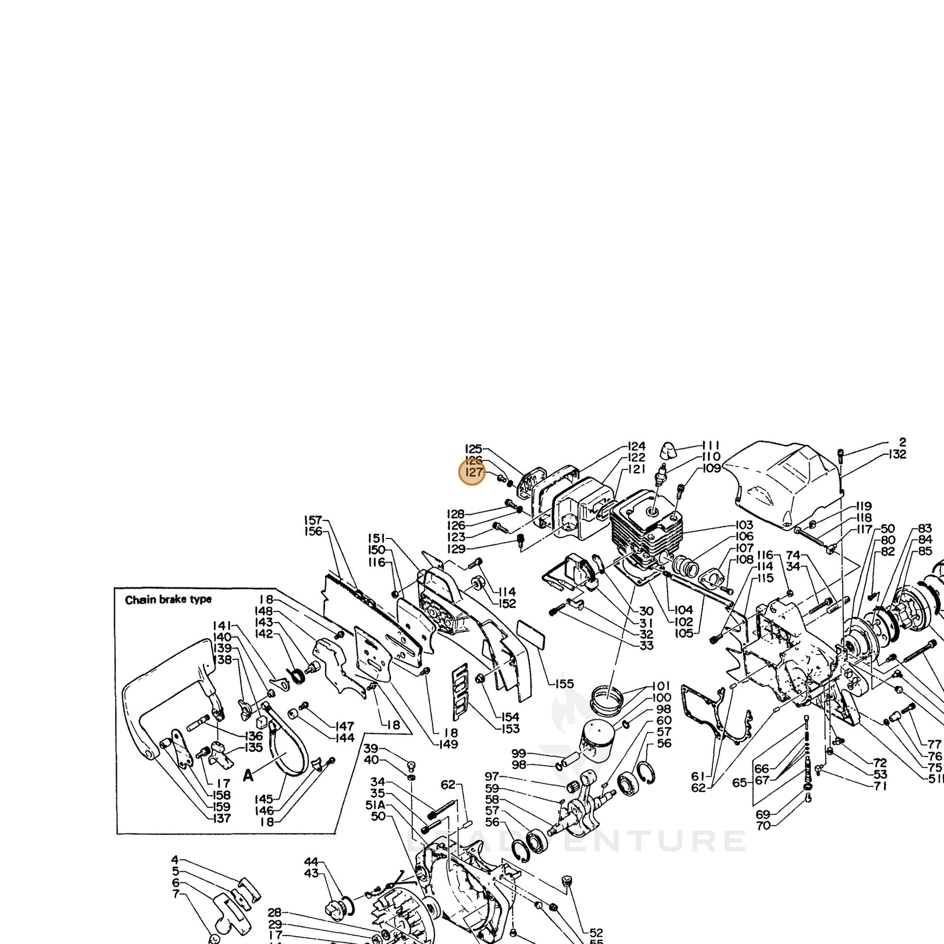 ECHO part 14564303730 — IPL diagram snippet (6x zoom, amber highlight)
