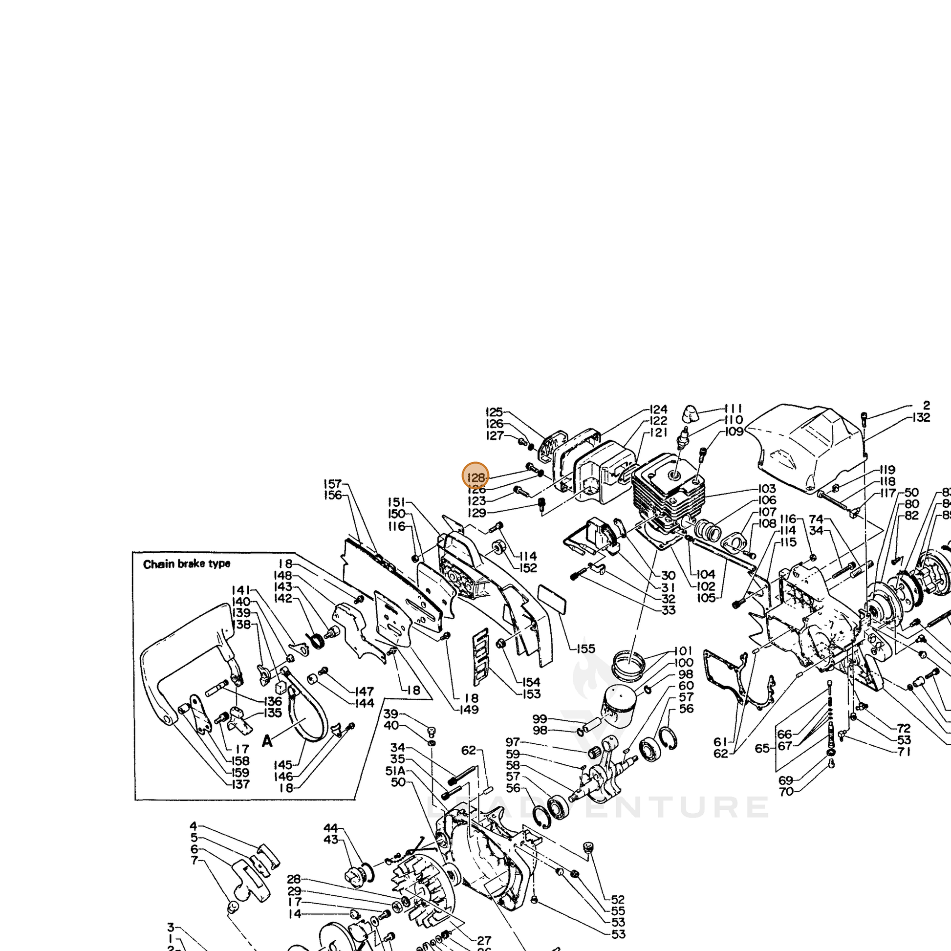 ECHO part 14564314730 — IPL diagram snippet (6x zoom, amber highlight)