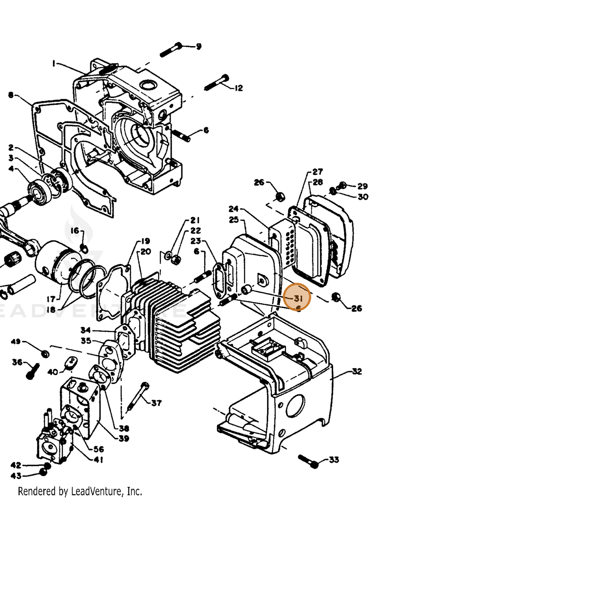 ECHO part 14566603730 — IPL diagram snippet (6x zoom, amber highlight)