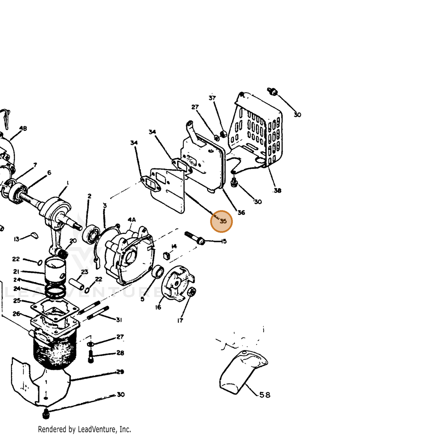 ECHO part 14566707130 — IPL diagram snippet (6x zoom, amber highlight)