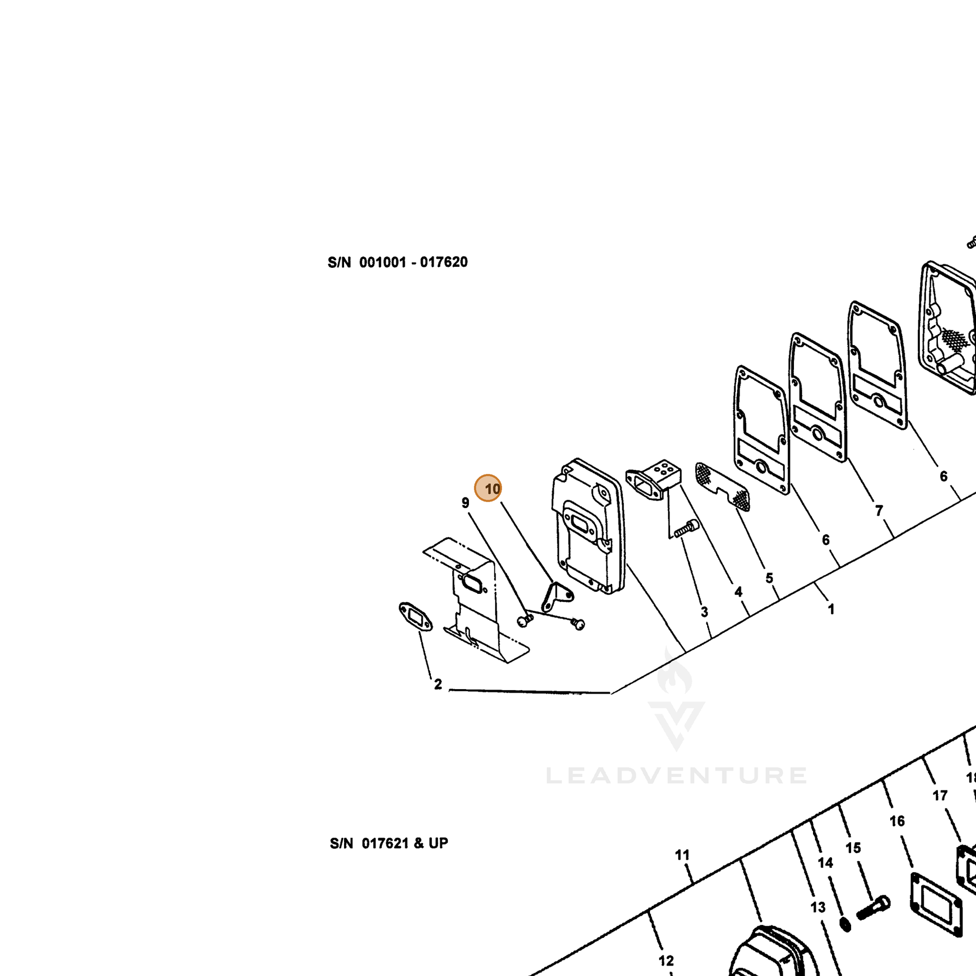 ECHO part 14571109560 — IPL diagram snippet (6x zoom, amber highlight)